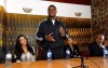 kim kardashian and Reggie Bush at the Diamond Empowerment Fund tour of Africa on July 14th 2009 press conference picture