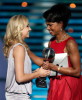 Condoleezza Rice and Olympic gold medalist Nastia Liukin recipient of the Best Female Athelete award on stage of the 17th Annual ESPY Awards