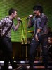 Adam Lambert and Kris Allen on stage during the 2009 American Idols Live tour at Staples Center on July 16th 2009 in Los Angeles California 5