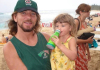 Eddie Vedder and his daughter Olivia Vedder at the beach