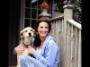 Terry Farrell desktop wallpaper with her dog