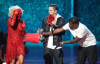 Eminem presents an Award to Lady Gaga as the Best New Artist at the 2009 MTV Video Music Awards at Radio City Music Hall on September 13, 2009 in New York City