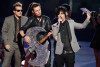 Green Day accept an award at the 2009 MTV Video Music Awards at Radio City Music Hall on September 13, 2009 in New York City