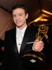 Justin Timberlake with his Oustanding Guest Actor in a Comedy Series award for Saturday Night Live backstage at the 61st Primetime Emmy Awards 1