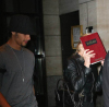 Jesus Luz picture with his girlfriend Madonna as she hides her face with a copy of the book Zohar to avoid the flashes of paparazzis cameras on september 22nd 2009 in New York 3