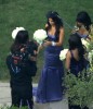 Kim Kardashian spotted at the wedding receptiopn of her sister Khloe wearing a backless purple dress as the bridesmaid at the brides residence in Beverly Hills on September 27th 2009 2