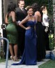 Adrienne Bailon arrived wearing a blue silk dress at Khloe Kardashian and Lamar Odom wedding reception held at the couples residence in Beverly Hills on September 27th 2009 2