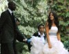 picture of the bride Khloe Kardashian wearing her wedding dress designed by Vera Wang