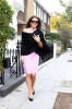 Elizabeth Hurley spotted leavinf her home wearing a pretty pink dress october 22nd 2009 2