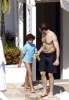 Hugh Jackman and Oscar Maximilian spotted at a hotel after a busy day at the beach on January 13th 2010 2