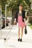 Ashley Greene photo wearing a pink dress as she walks her cute dog on January 15th 2010 in West Hollywood 1