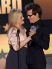 Meryl Streep presents an award to actor Kevin Bacon onstage during the 15th annual Critics Choice Movie Awards on January 15th 2010 at the Hollywood Palladium 1