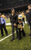 Brad Pitt and his son Maddox seen at the New Orleans Saints playoff game against the Arizona Cardinals on January 16th 2010 in the Louisiana Superdome 2