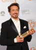 Robert Downey Jr with his award in the press room during the 67th Annual Golden Globe Award at The Beverly Hilton Hotel on January 17th 2010 in California 3