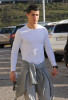 Cristiano Ronaldo spotted heading for lunch on January 25th 2010 just minutes after getting out of his red Ferrari 5