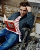 Robert Pattinson photo shoot of December 2009 issue of Vanity Fair Magazine reading a book 1