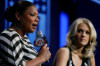 Queen Latifah and Carrie Underwood during the Pregame Show and National Anthem Press Conference held at the Fort Lauderdale Convention Center on February 4th 2010 in Fort Lauderdale Florida 4