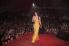 Haifa Wehbe photo while performing on stage at her 2010 valentines concert wearing a yellow dress 6