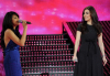 picture of the second prime of Star Academy 7 on February 26th 2010 while Lebanese singer Yara sings on stage with Rahma Mezher from Iraq