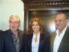 Amal Boshoshah picture at a press conference for a new drama series called thakerat al jasad with syrian actor Jamal Suleiman and director Najdat Anzor