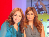 Iraqi singer Shatha Hassoun backstage photo from TV interview on Sawalefna Helwa 1