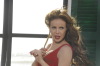 Rula Saed picture of April 12th 2010 while on the filming set of her new video clip Shayfak Oddami wearing a red dress