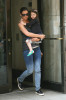 Katie Holmes and daughter Suri Cruise are spotted together on April 11th 2010 as they leave their New York City apartment building 2