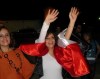 picture of Zena Aftimos from Syria out side the academy doors after she was voted off the 12th prime of the 7th season together with her mother who came specially from Syria to stand by her daughter 7