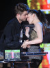 Robert Pattinson and Kristen Stewart on stage during the 2010 MTV Movie Awards held at the Gibson Amphitheatre on June 6th 2010 at Universal Studios in California 3