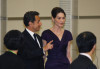 Carla Bruni Sarkozy and her husband President Nicolas Sarkozy during a welcome ceremony at the Opening of the World Expo on April 30th 2010 in Shanghai China 3