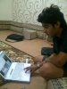 photo of the Kuwaiti student of star academy Abdul Salam after leaving star academy with his laptop